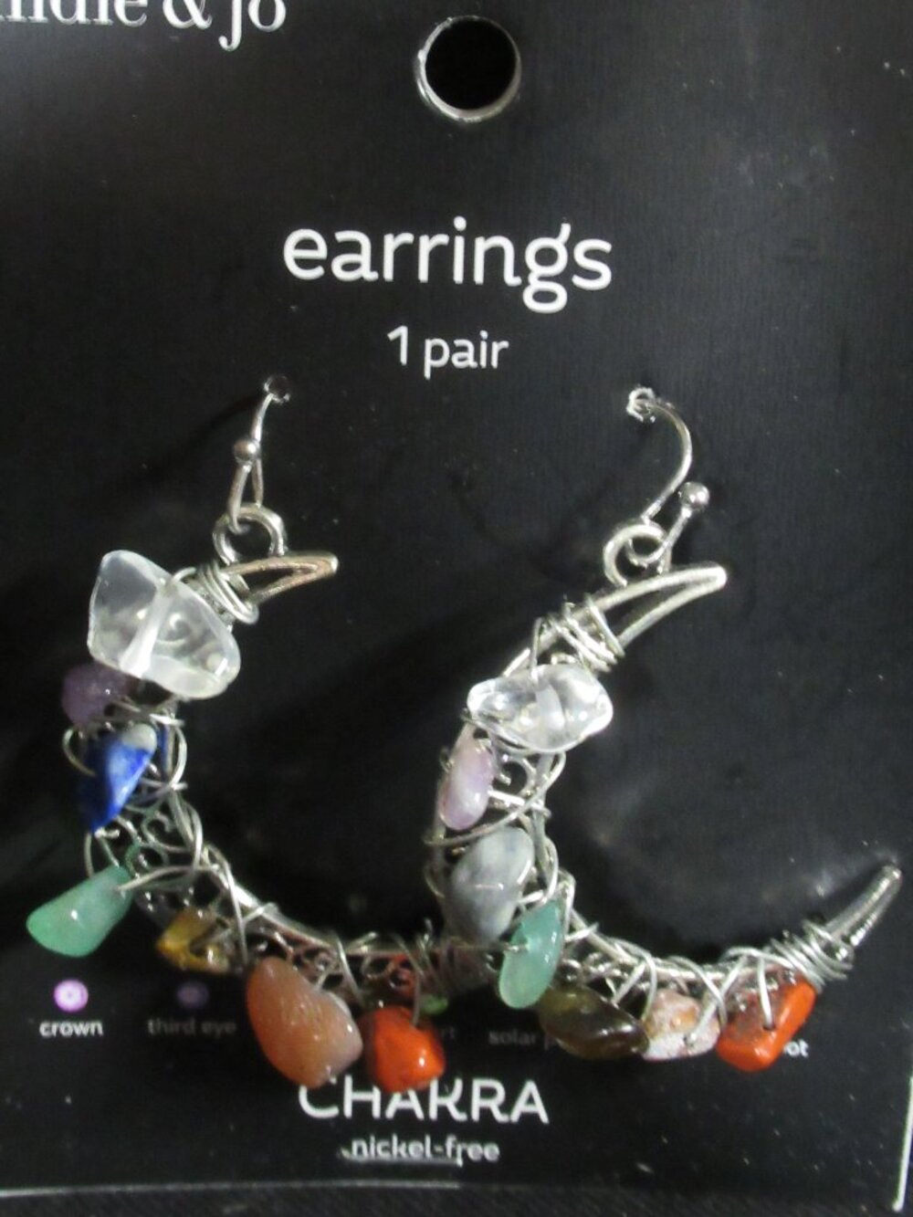 Chakra Moon Dangle Earrings (Nickel-free)